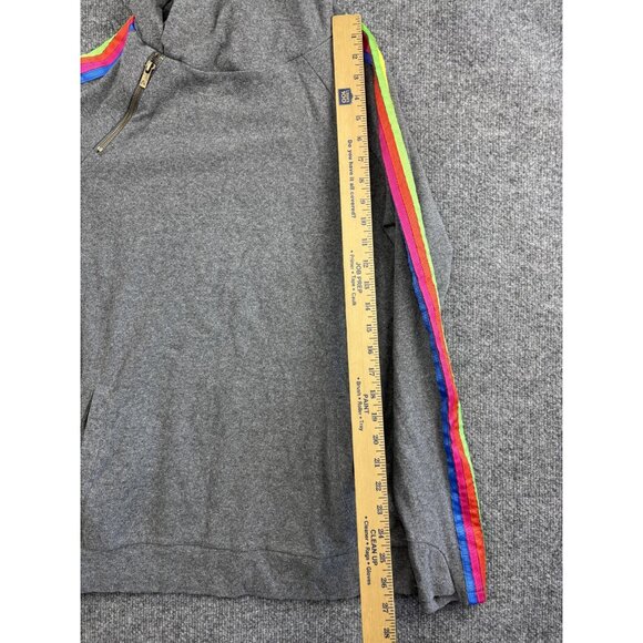 Ampersand Avenue Hoodie Womens Medium Gray Rainbow Stripe Pullover Lightweight - Picture 5 of 6
